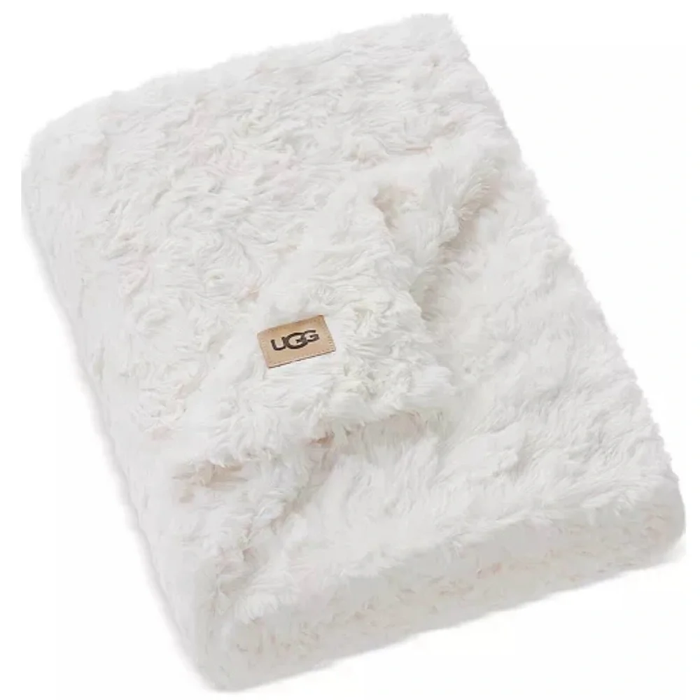 UGG Adalee Cozy Faux Fur Throw Natural White 50x70 NWT